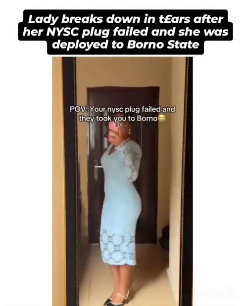 Lady Breaks Down In Tears As NYSC Plug Fails, Gets Posted To Borno State